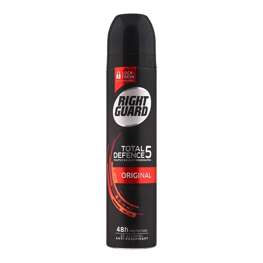 Schwarzkopf Right Guard Total Defence 5 Original Anti-Perspirant Body Spray, For Men, 250ml - Main Image