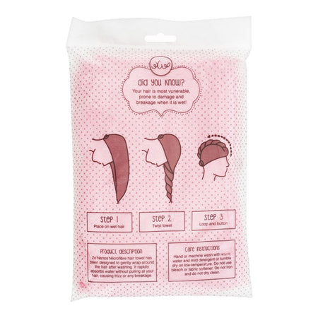 Zo'Nanos Microfibre Towel, Rapid Dry, Anti-Frizz, Protects Hair, Pink - Image 2