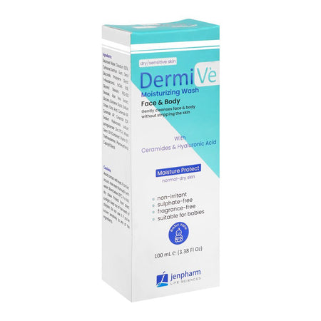 Dermive Face & Body Moisturizing Wash, Sulphate Free, For Normal To Dry Skin, 100ml - Main Image
