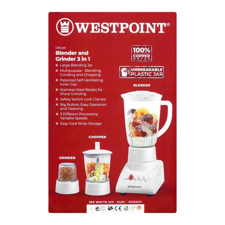 West Point Deluxe 3-In-1 Blender And Grinder, 350W, 220-240V, WF-312 - Image 3