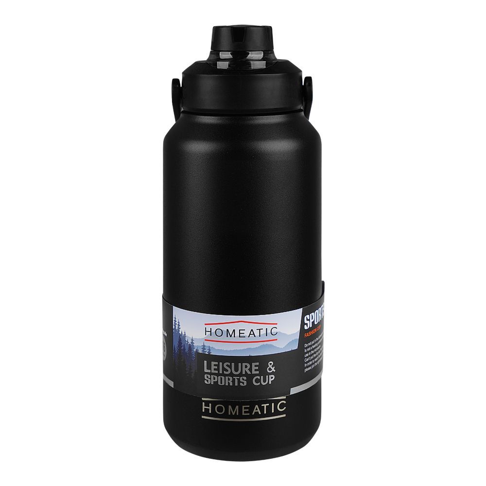Homeatic Stainless Steel Water Bottle, Rust Proof, 1300ml, Black, HKD-7011 - Main Image
