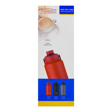 Homeatic Stainless Steel Water Bottle, Rust Proof, 1300ml, Black, HKD-7011 - Image 4