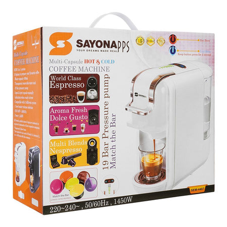 Sayona Multi Capsule 19 Bar Pressure Pump Coffee Machine, 1450W, SEM-4487 - Image 2