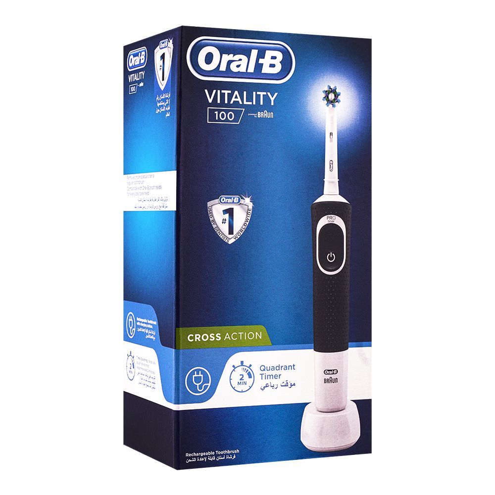 Braun Oral-B Vitality 100 Cross Action Deep Clean Rechargeable Toothbrush, Black, D100.413.1 - Image 2