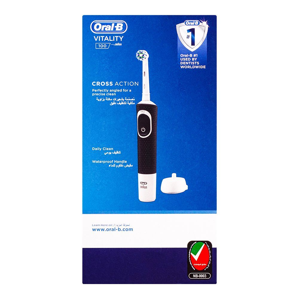 Braun Oral-B Vitality 100 Cross Action Deep Clean Rechargeable Toothbrush, Black, D100.413.1 - Image 3