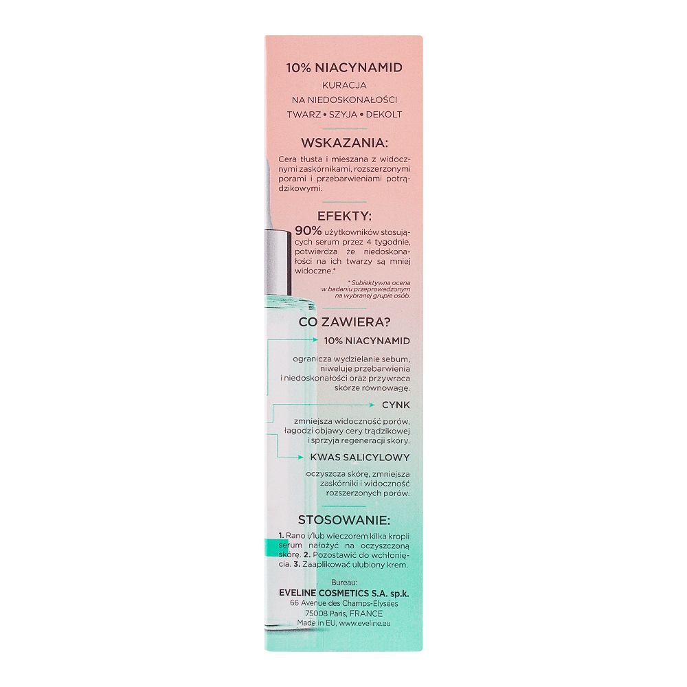 Eveline 10% Niacinamide Zinc Salicylic Acid Serum Shot, 30ml - Image 2