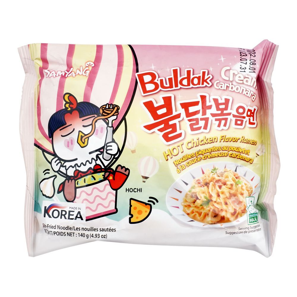 Samyang Hot Chicken Cream Carbonara Noodle, Halal, 140g - Main Image