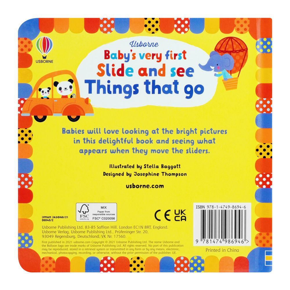 Usborne: Baby's Very First Slide & See Things That Go - Image 2