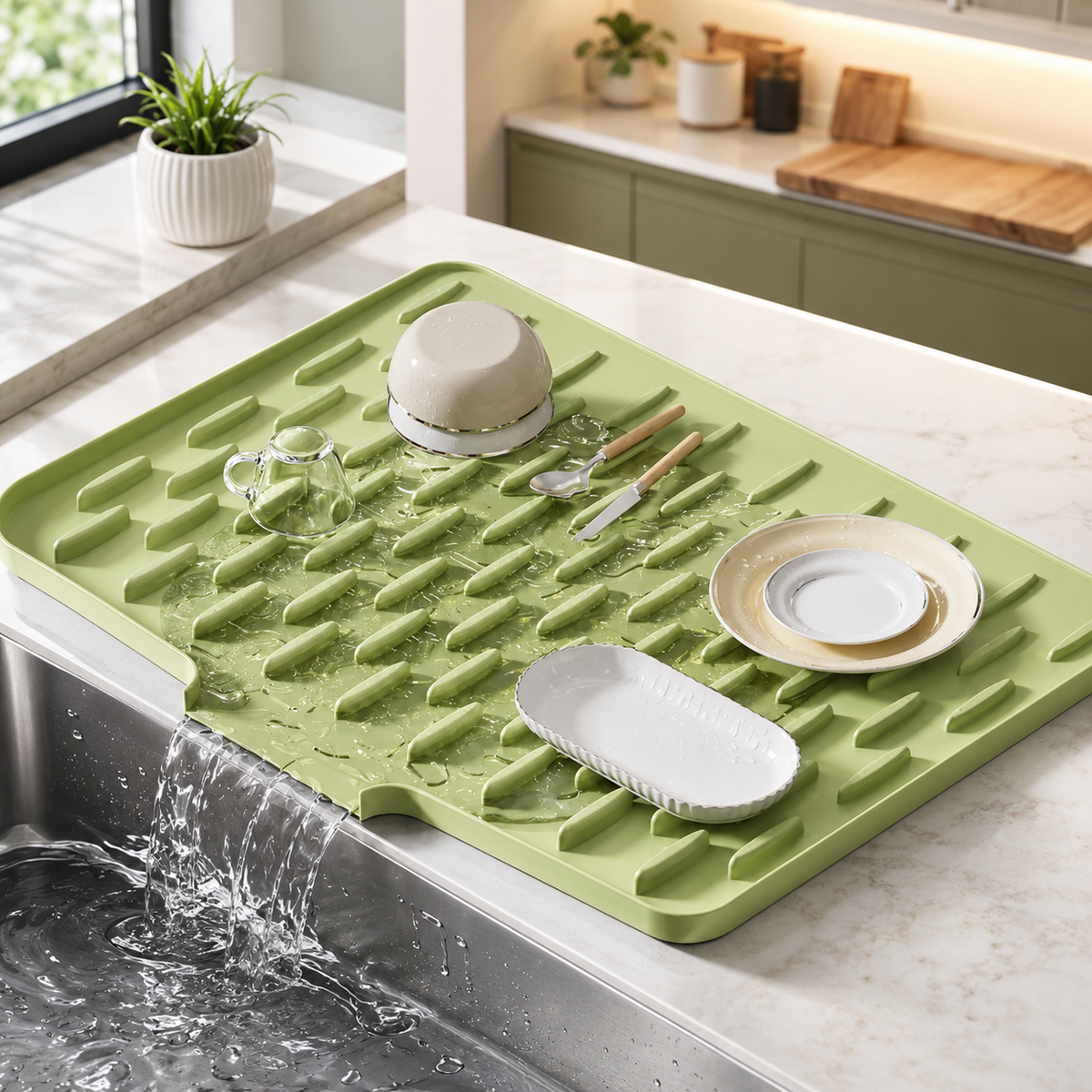 silicone anti-slip kitchen drain mat main image