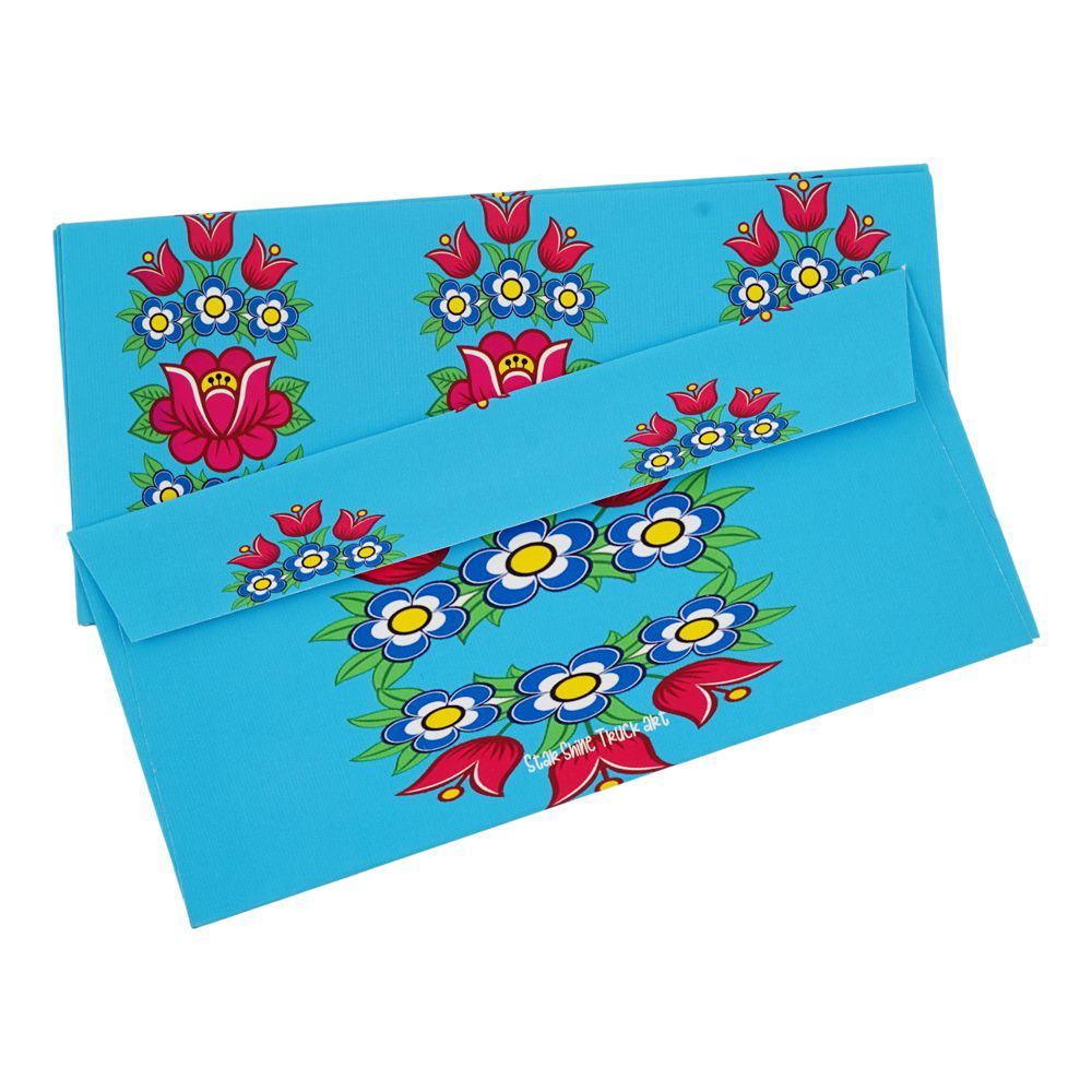 Star Shine Truck Art Blue Floral Printed Envelops Set, EE020 5-Pack - Main Image
