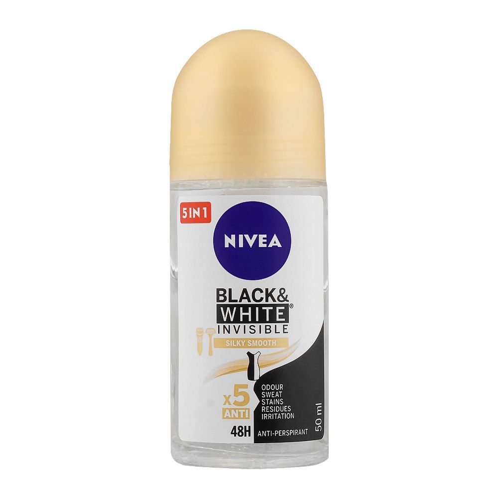 Nivea Black & White Invisible Silky-Smooth Roll On, For Women, 50ml - Main Image