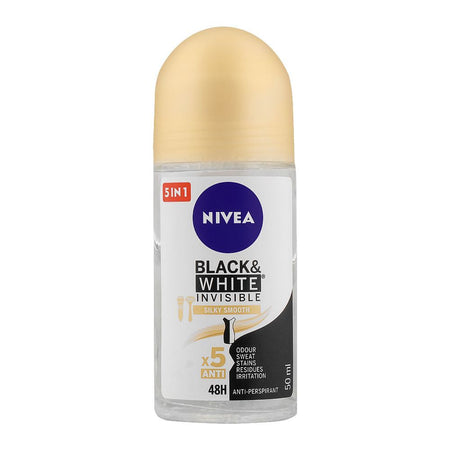 Nivea Black & White Invisible Silky-Smooth Roll On, For Women, 50ml - Main Image