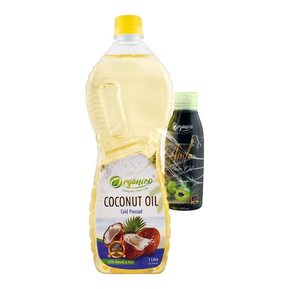 Organico Cold Pressed Coconut Oil, Bottle, 1 Liter - Main Image
