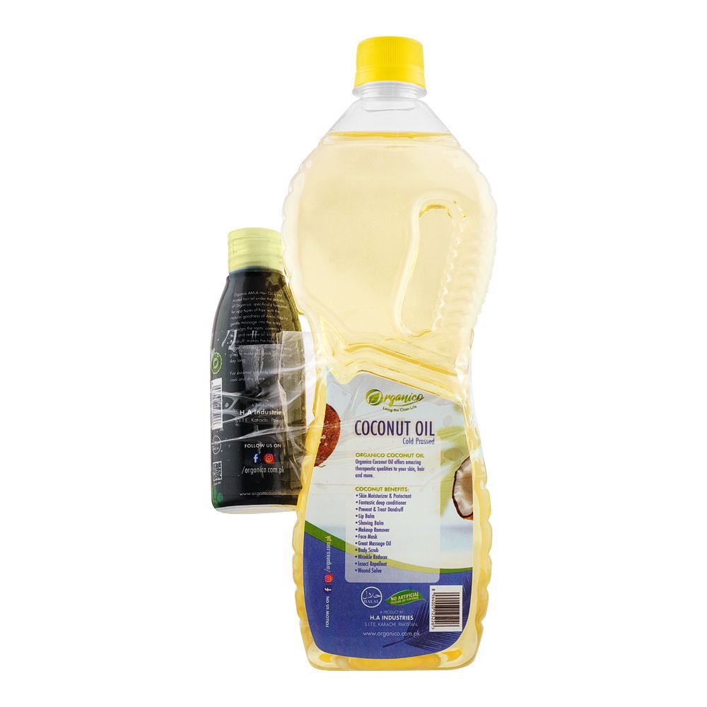 Organico Cold Pressed Coconut Oil, Bottle, 1 Liter - Image 2
