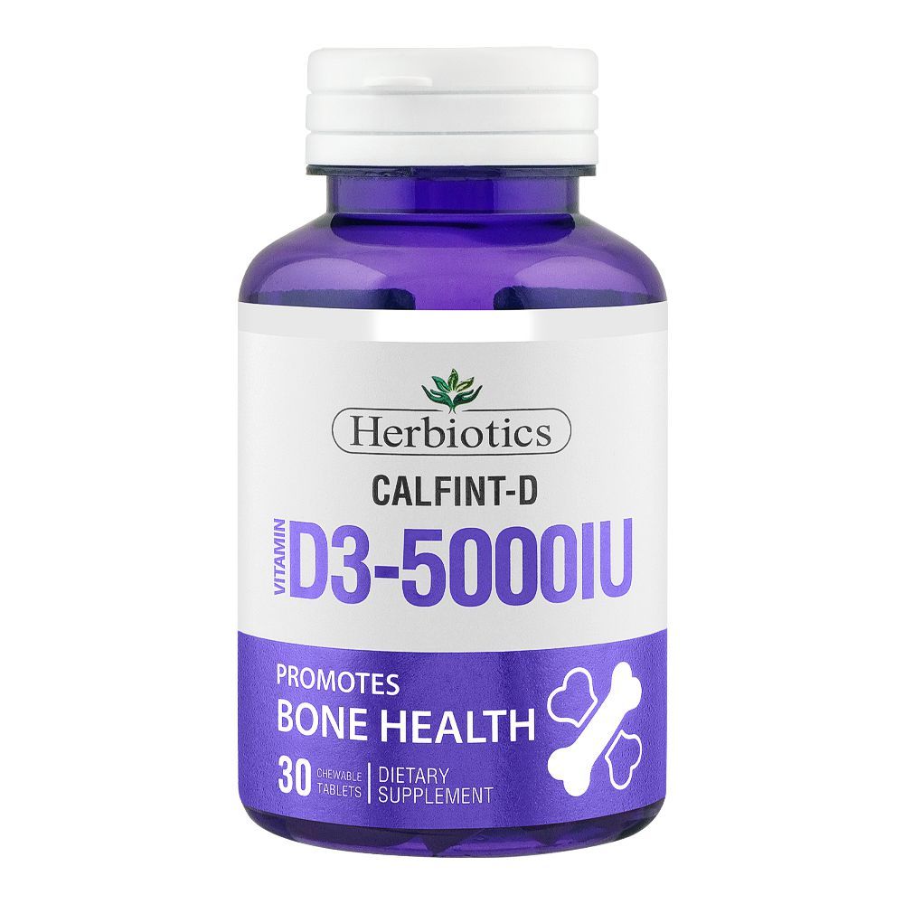 Herbiotics Calfint D Vitamin D3-5000IU Promotes Bone Health, Supplement Chewable Tablet, 30-Pack - Main Image