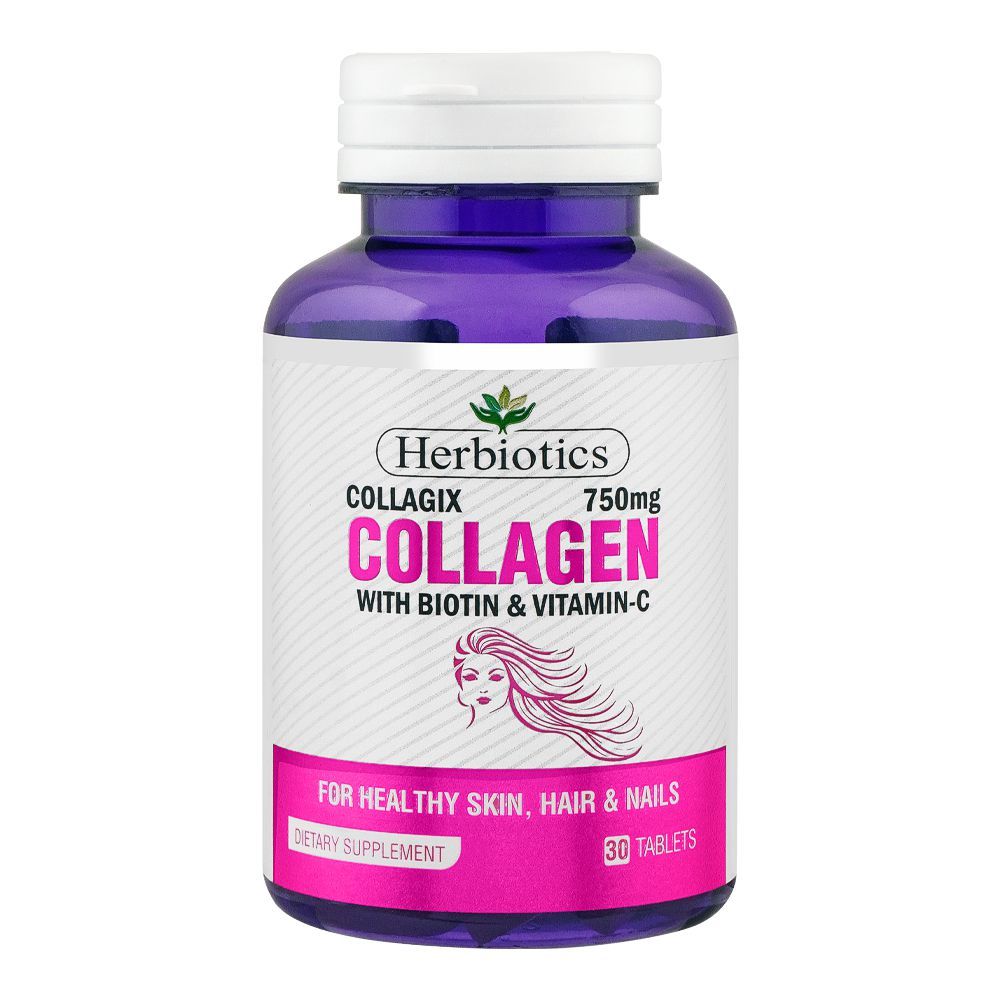 Herbiotics Collagen With Biotin & Vitamin C, For Healthy Skin, Hair & Nails, 750mg Dietary Supplement, 30-Pack - Main Image
