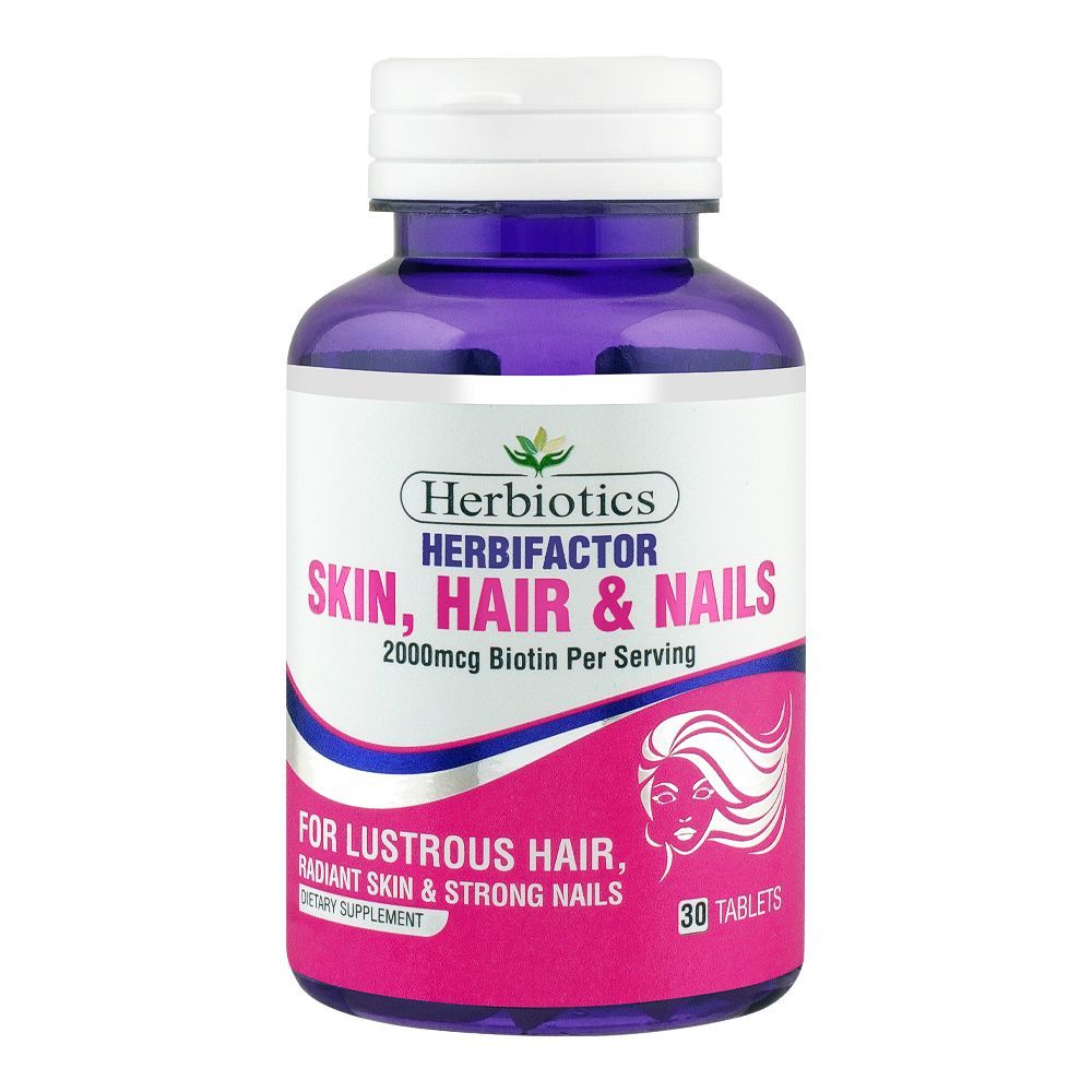 Herbiotics Herbifactor 2000mcg Biotin, For Lustrous Hair, Radiant Skin & Strong Nails, Dietary Supplement, 30-Pack - Main Image
