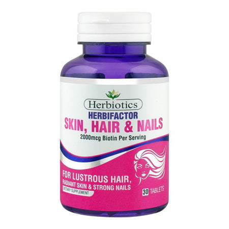Herbiotics Herbifactor 2000mcg Biotin, For Lustrous Hair, Radiant Skin & Strong Nails, Dietary Supplement, 30-Pack - Main Image