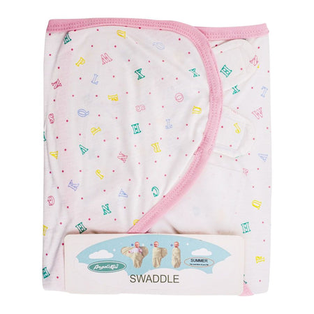 Angel's Kiss Baby Swaddle, Alphabetical Design, Pink - Main Image