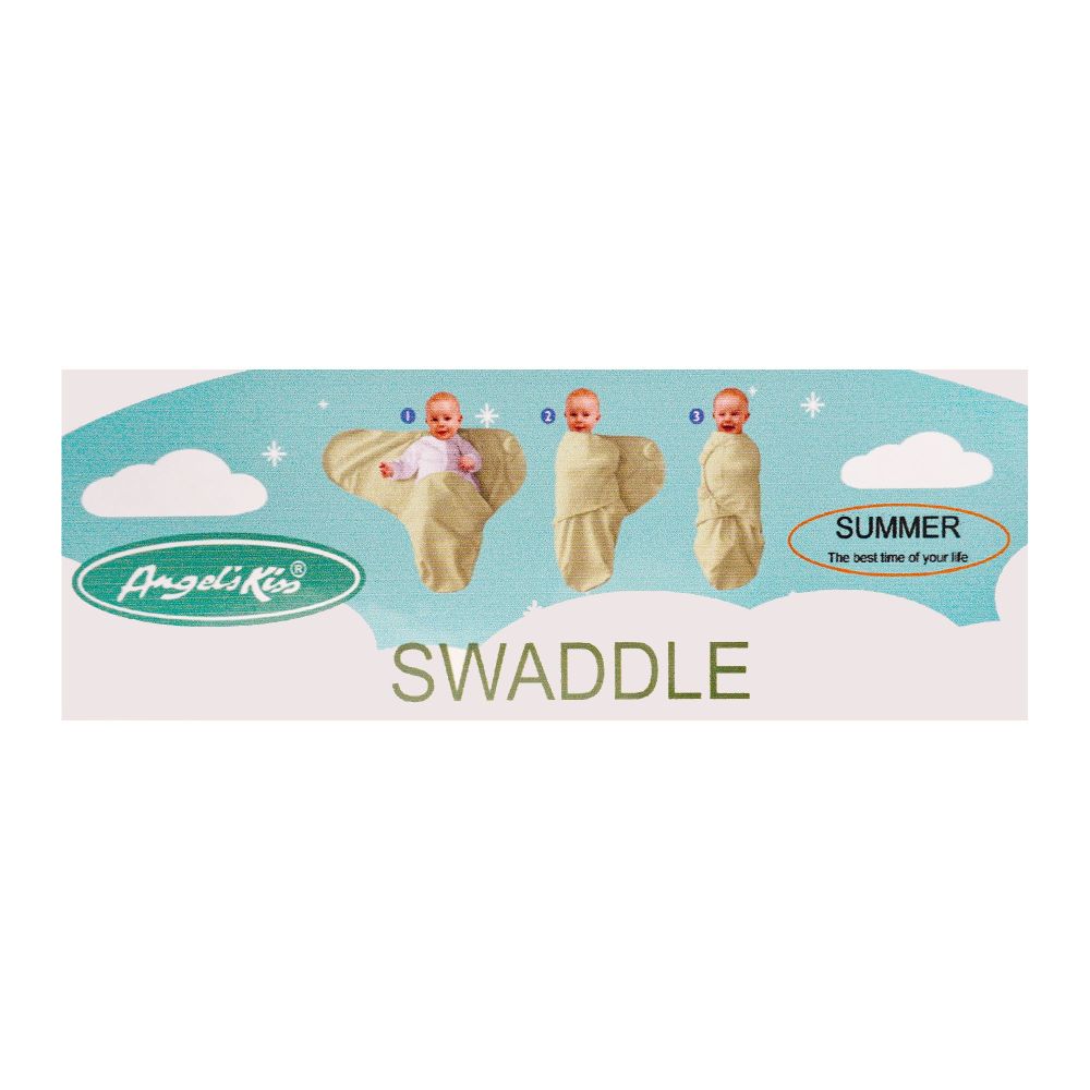 Angel's Kiss Baby Swaddle, Alphabetical Design, Blue - Image 2