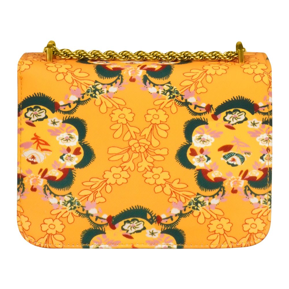 Clutch With Golden Chain, Floral Brown, TR908 - Image 2