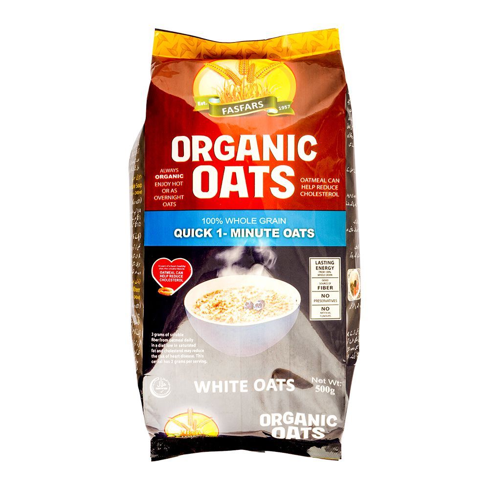 Fasfars Organic Oats Pouch, 500g - Main Image