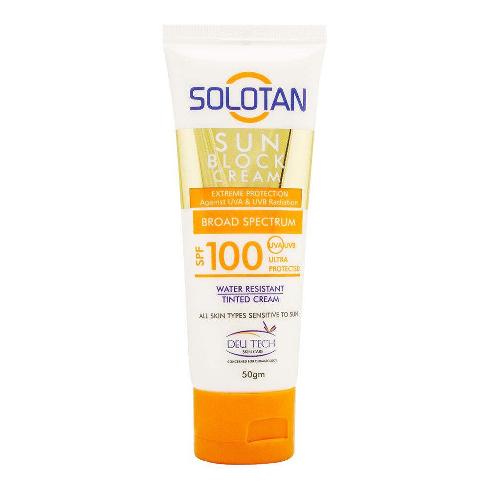 Deu Tech Solotan Sun Block Cream SPF-100, For All Skin Types, 50g - Main Image