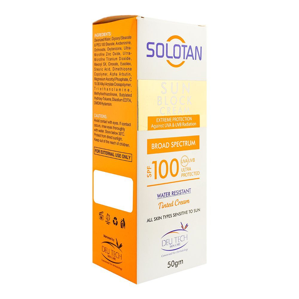 Deu Tech Solotan Sun Block Cream SPF-100, For All Skin Types, 50g - Image 2