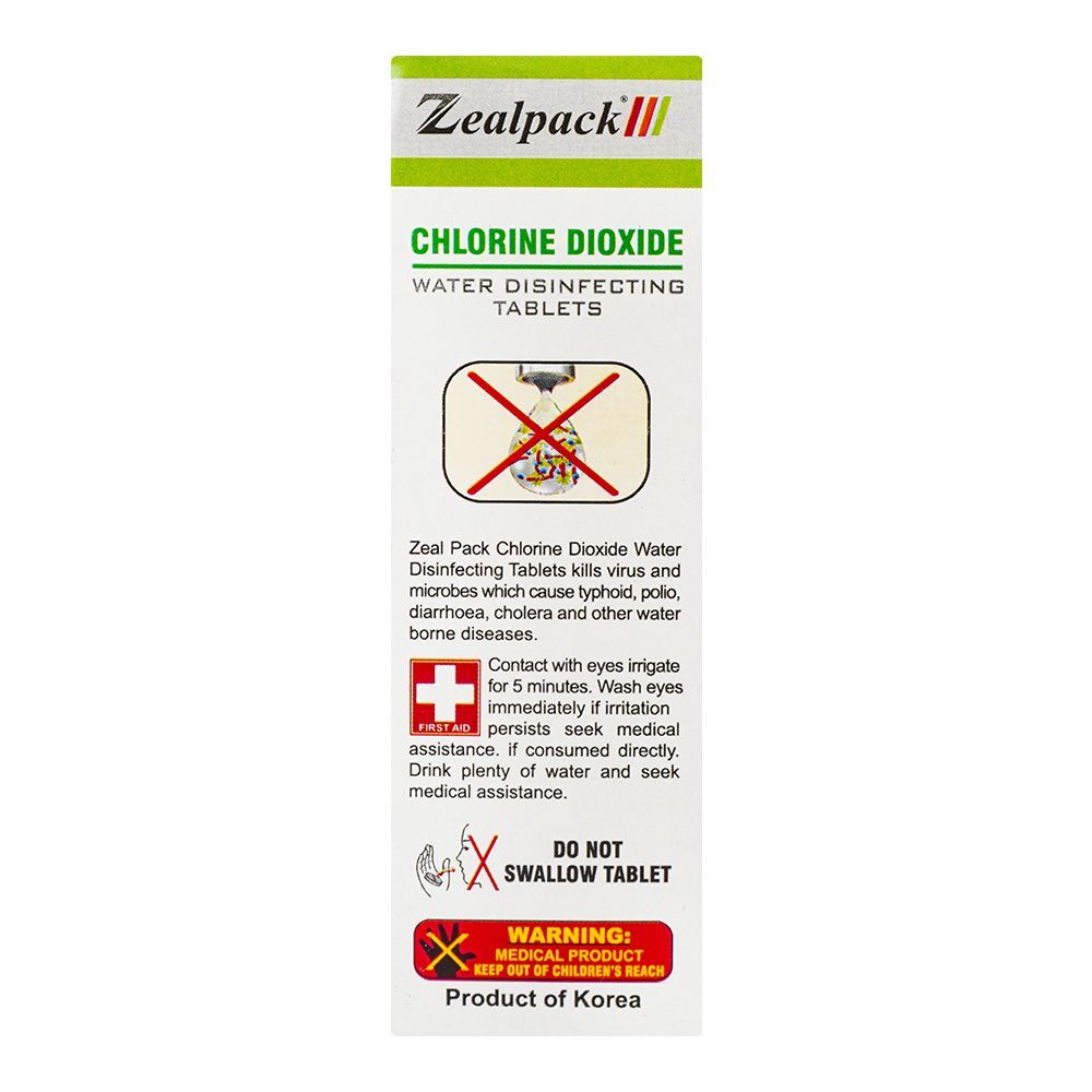 Zeal Pack Chlorine Dioxide Water Disinfecting Tablet, 20mg Each, 4-Pack - Image 2
