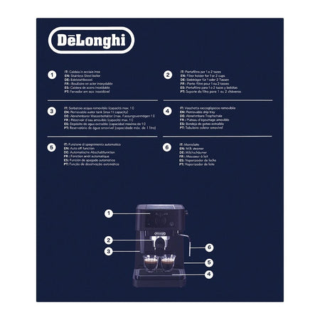 Delongi Stilosa Espresso and Cappuccino Coffee Machine, EC-230BK - Image 4