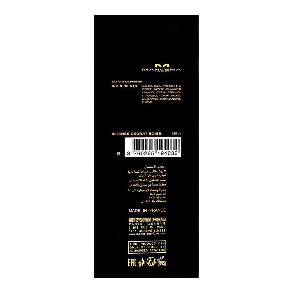 Mancera Intense Cedrat Boise Eau De Parfum, For Men, 120ml - Image 3