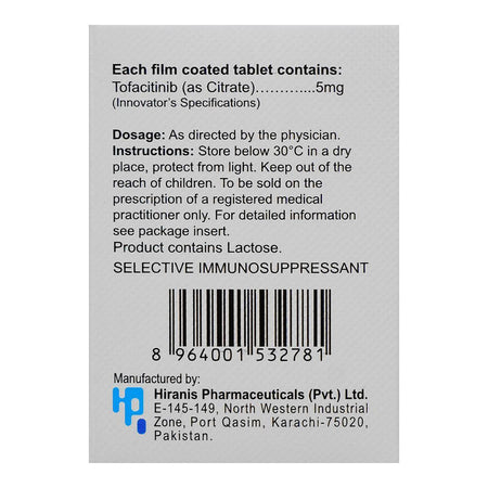 Hiranis Pharmaceuticals Tofajak Tablet, 5mg, 10-Pack - Image 2