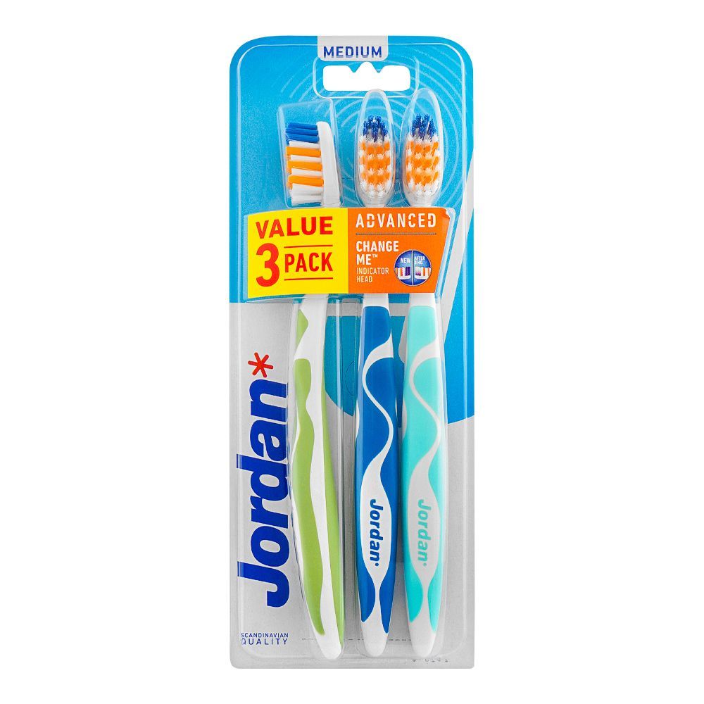 Jordan Advanced Change Me Toothbrush, Medium, 3-Pack - Main Image