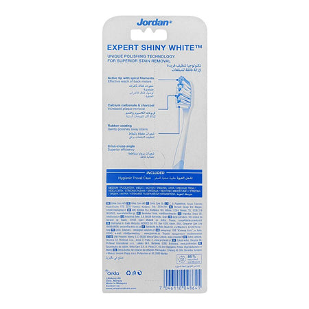 Jordan Expert Shiny White Toothbrush With Case, Medium, 2-Pack - Image 2