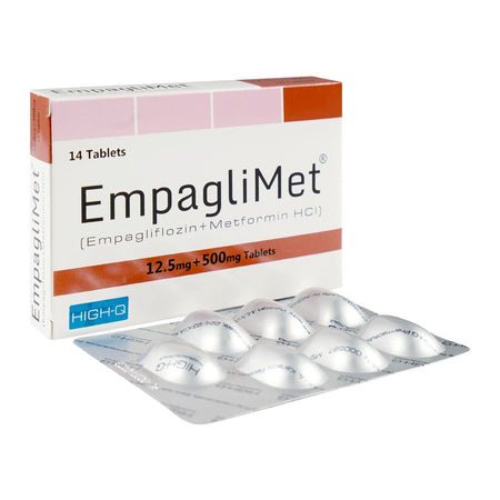 High-Q Pharmaceuticals Empaglimet Tablet, 12.5mg + 500mg, 14-Pack - Main Image