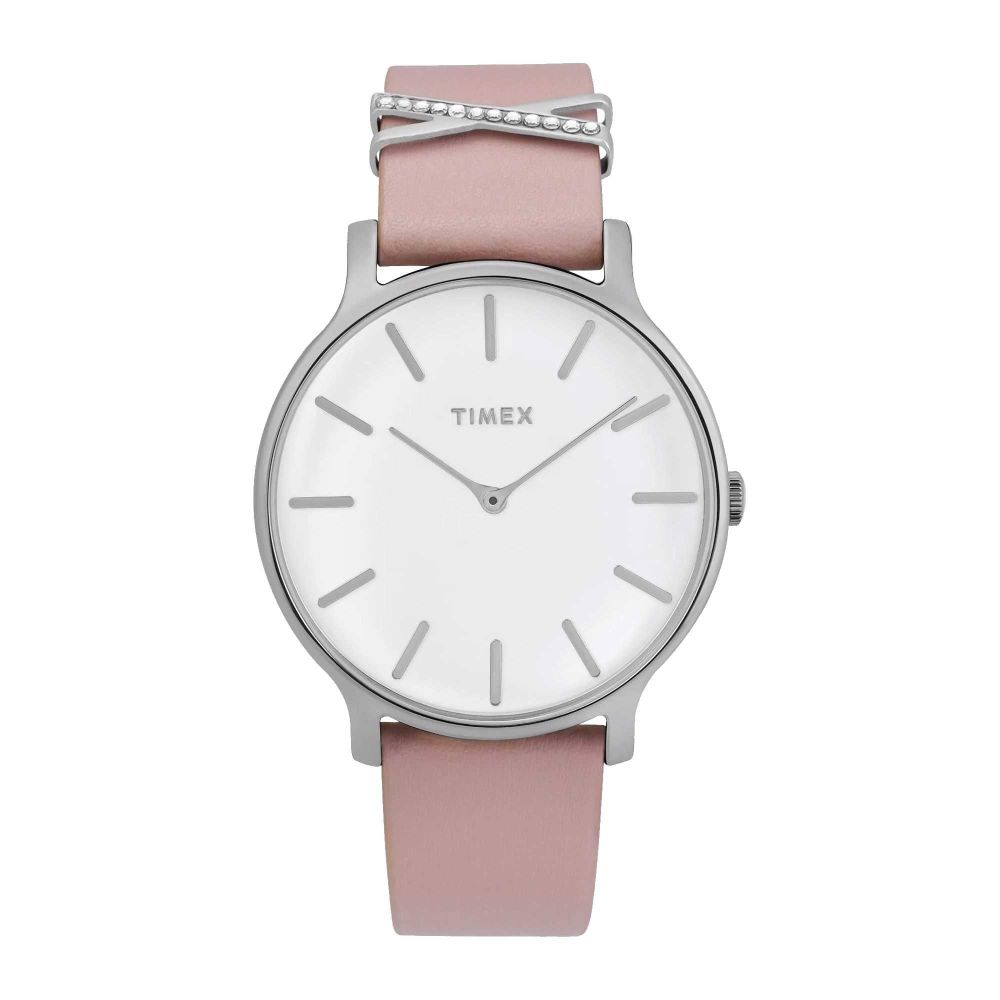 Timex Women's White Round Dial With Chained Light Pink Strap Analog Watch, TW2T47900 - Main Image