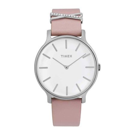 Timex Women's White Round Dial With Chained Light Pink Strap Analog Watch, TW2T47900 - Main Image