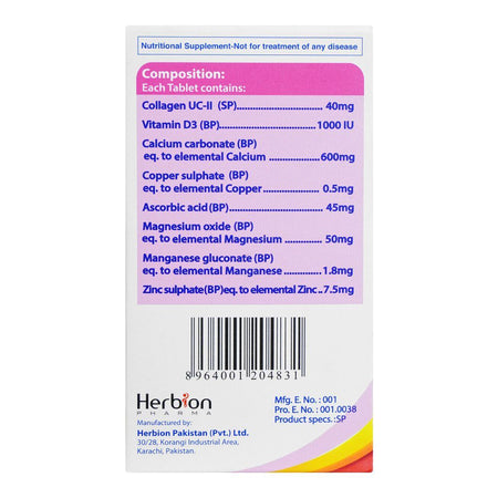 Herbion Cilavit UC-II Tablet, 20 Tablets - Image 3