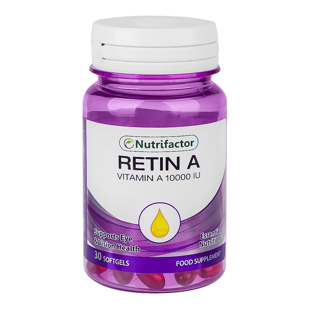 Nutrifactor Retin-A Vitamin A 10000 IU Food Supplement - Supports Eye & Vision Health, 30-Pack - Main Image