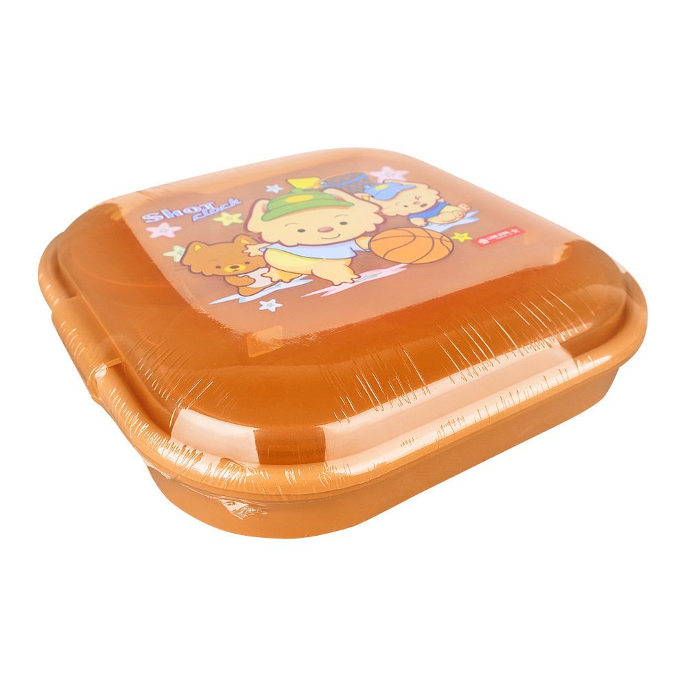 Lion Star Fiesta Plastic Lunch Box With Cutlery, 7.5in (H) x 6.9in (W) x 1.6in (D), Brown, BC-17 - Main Image