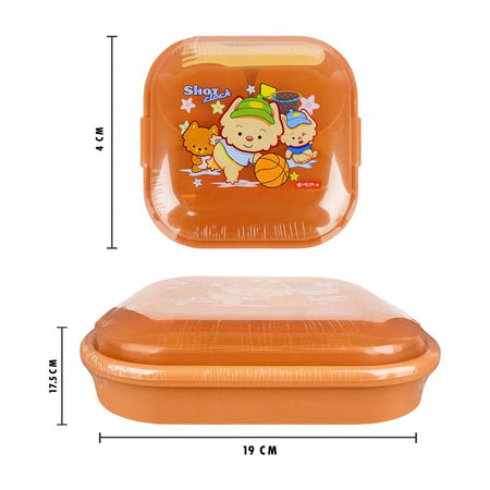 Lion Star Fiesta Plastic Lunch Box With Cutlery, 7.5in (H) x 6.9in (W) x 1.6in (D), Brown, BC-17 - Image 4