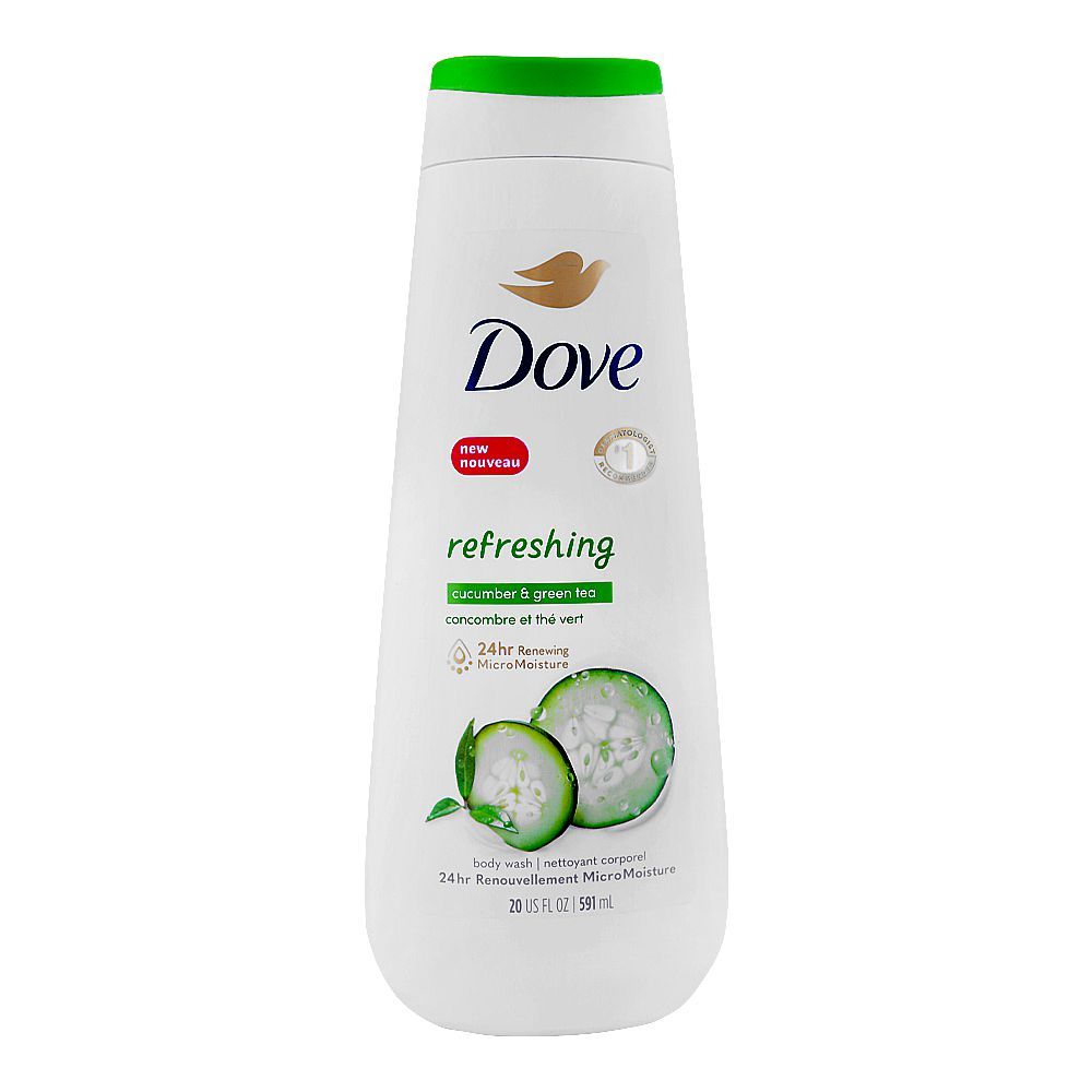 Dove Refreshing Cucumber & Green Tea 24 Hours Renewing Micro Moisture Body Wash, 591ml - Main Image