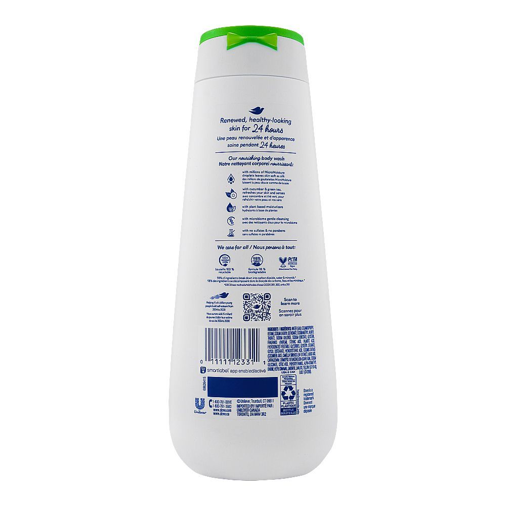 Dove Refreshing Cucumber & Green Tea 24 Hours Renewing Micro Moisture Body Wash, 591ml - Image 2