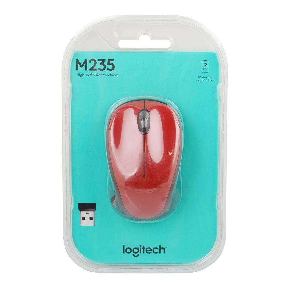 Logitech Wireless Mouse Black/Red M235 #910-003412 - Image 3