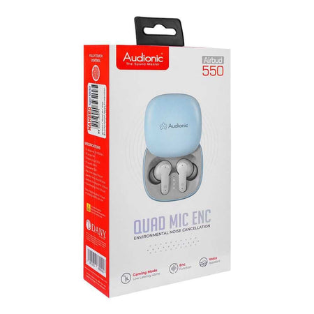Audionic Quad Mic ENC Environmental Noise Cancellation Earbuds, Blue, Airbud-550 - Image 3