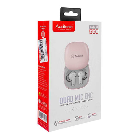 Audionic Quad Mic ENC Environmental Noise Cancellation Earbuds, Pink, Airbud-550 - Image 3
