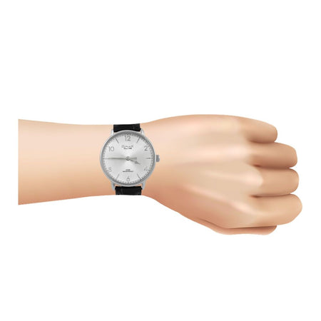 Omax Women's Chrome Round Dial With Textured Black Strap Analog Watch, DC002P62I - Image 2