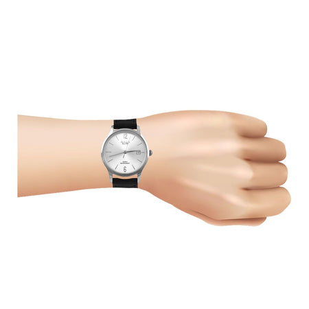 Omax Women's Chrome Round Dial With Textured Black Strap Analog Watch, HDL09P62I - Image 2