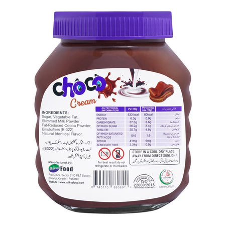 Milkyz Food Choco Cream Chocolate With Milk Spread, 650g - Image 2