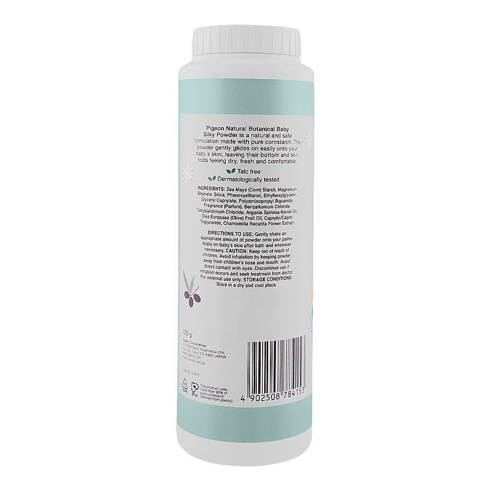 Pigeon Natural Botanical Baby Silky Powder With Olive Oil, Argan Oil & Chamomile, 125g - Image 2